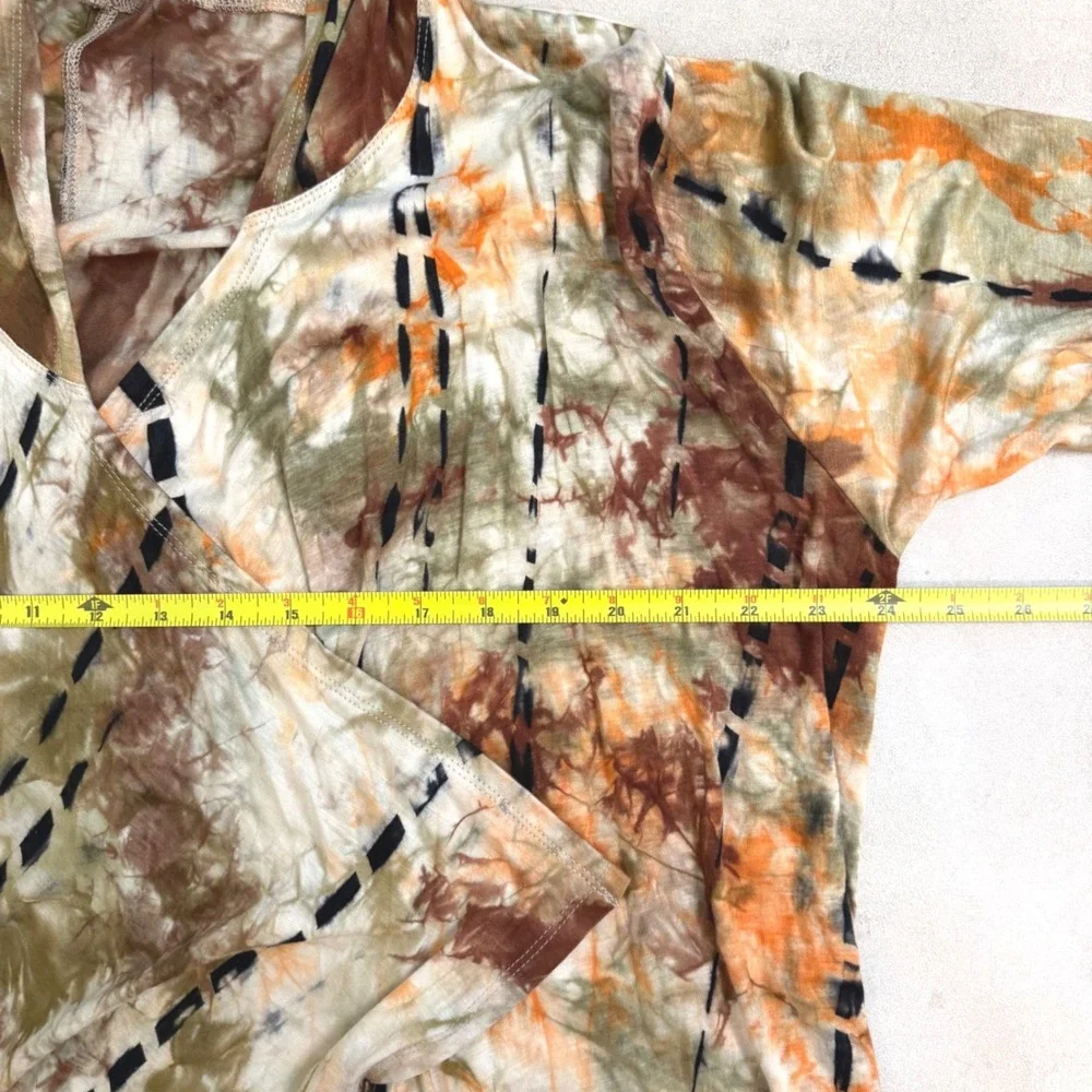 Coin 1804 3X Hooded Duster Kimono Tie Dye Waterfall Earth Tone Anthropologie - Picture 8 of 9